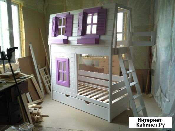 Кровать двухъярусная детская из дерева Уфа - изображение 1