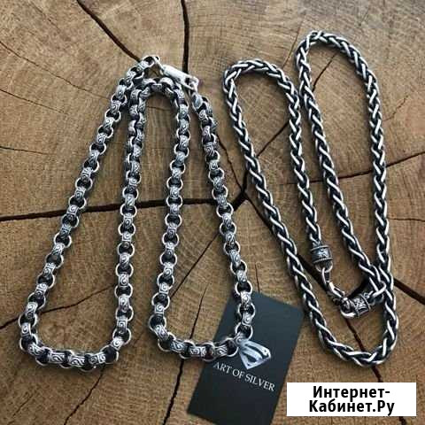 Серебряные мужские цепочки, серебро 925. Ручная ра Теткино - изображение 1