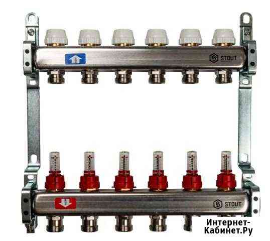 Stout 6ти контурный коллектор с расходомерами Смоленск