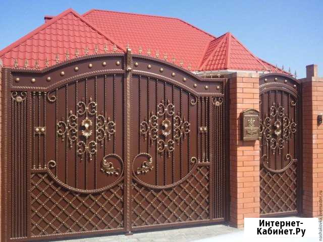Ворота кованные крытые железом Валуйки - изображение 1