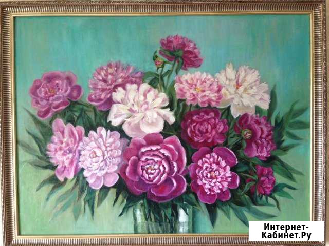 Картина пионы, 80*60, холст, масло Ижевск - изображение 1