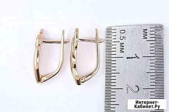 Серьги 585 пробы 3,69 гр. с недрагоценными камнями Калуга
