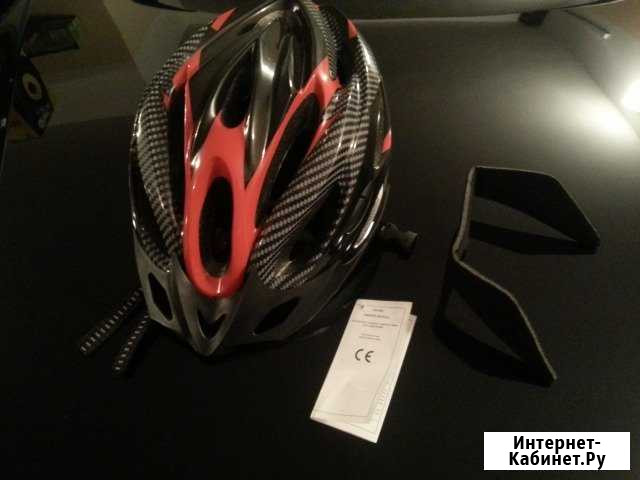 Велошлем (новый) M/L черный с красным Калининград - изображение 1