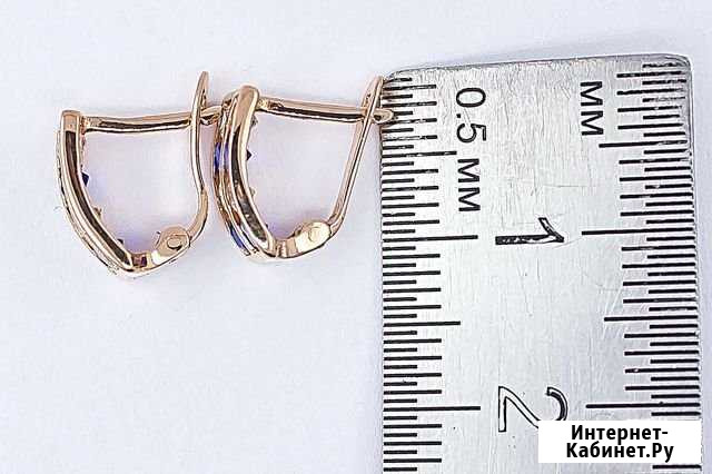 Серьги 585 пробы 1,45 гр. с недрагоценными камнями Калуга - изображение 1