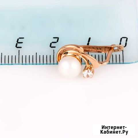 Серьги из золота с жемчугом и фианитами Калуга - изображение 1
