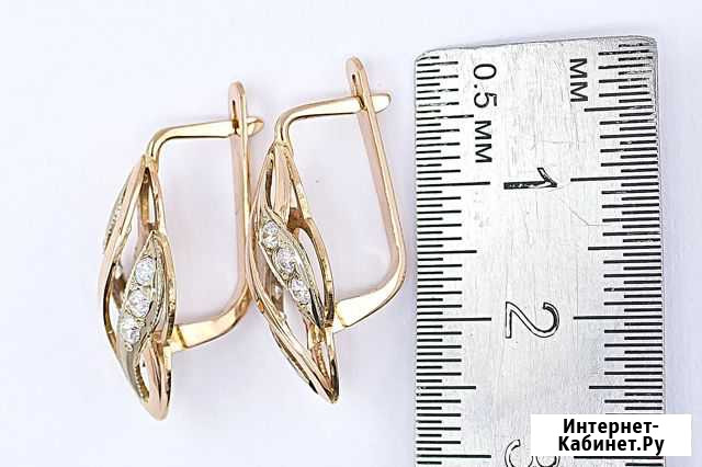 Серьги 585 пробы 3,8 гр. с недрагоценными камнями Саранск - изображение 1