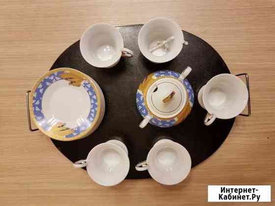 Кофейный фарфоровый сервиз с овальной подставкой Самара