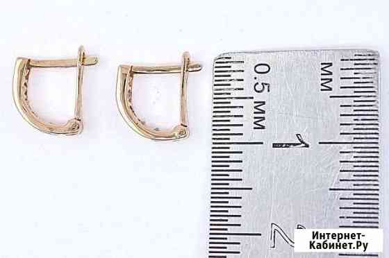 Серьги 585 пробы 0,96 гр. с недрагоценными камнями Калуга