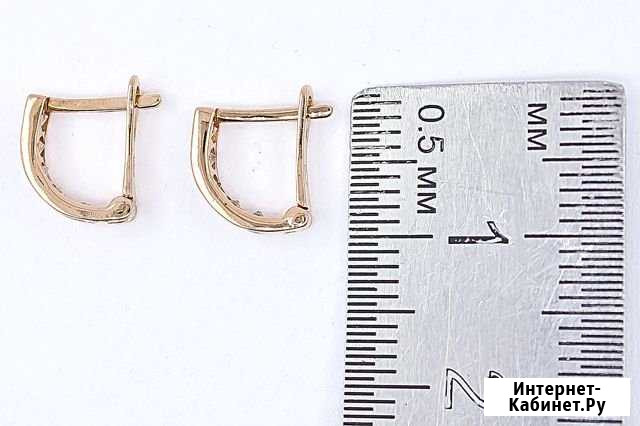 Серьги 585 пробы 0,96 гр. с недрагоценными камнями Калуга - изображение 1