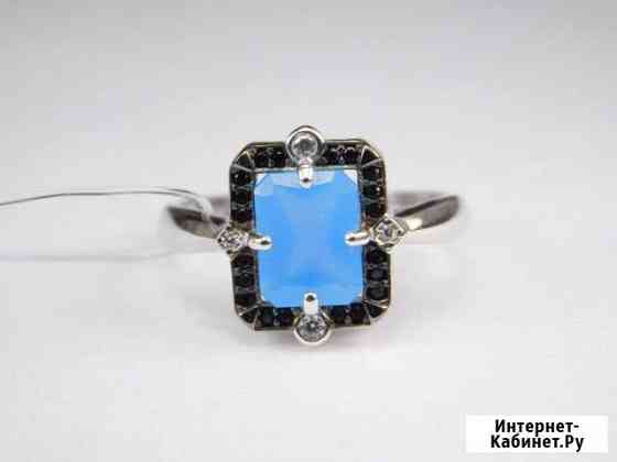 Кольцо,серебро 925 пробы, агат голубой. Пр-во РФ Иркутск