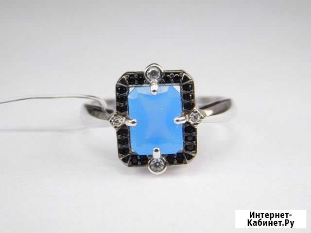 Кольцо,серебро 925 пробы, агат голубой. Пр-во РФ Иркутск - изображение 1