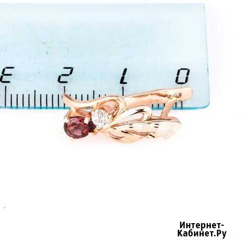 Серьги из красного золота с гранатами и фианитами Тула - изображение 1