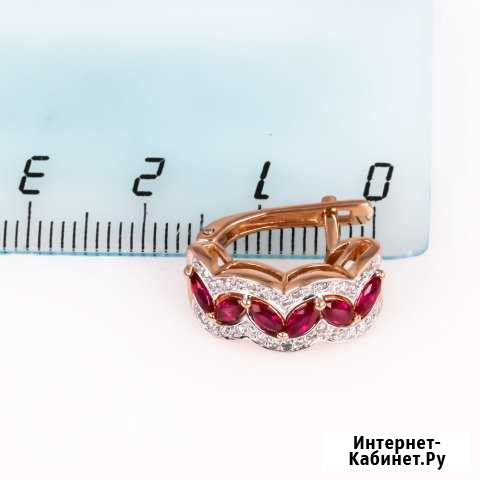 Серьги из золота с бриллиантами и рубинами Чита - изображение 1