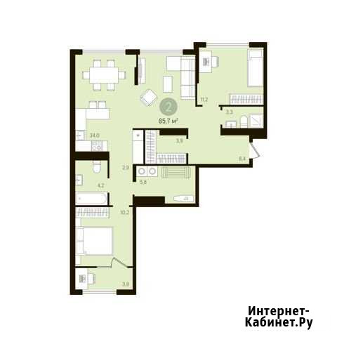 2-к квартира, 87.6 кв.м., 2/10 эт. Тюмень - изображение 1