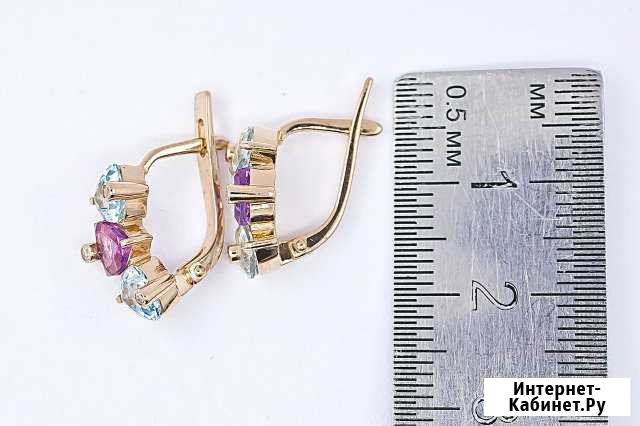 Серьги 585 пробы 3,31 гр. с недрагоценными камнями Брянск - изображение 1