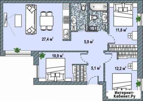 3-к квартира, 82 кв.м., 2/4 эт. Псков