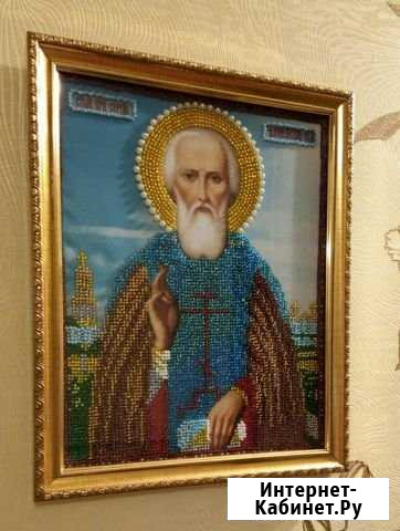 Вышивка бисером икона Сергий Радонежский Сафоново - изображение 1