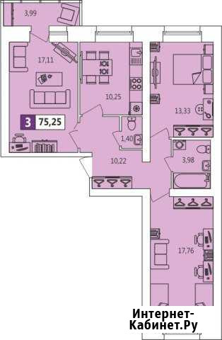 3-к квартира, 75 кв.м., 14/14 эт. Архангельск - изображение 1