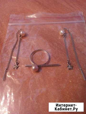 Серьги протяжки с жемчугом. Ультрамодное кольцо. С Белгород - изображение 1