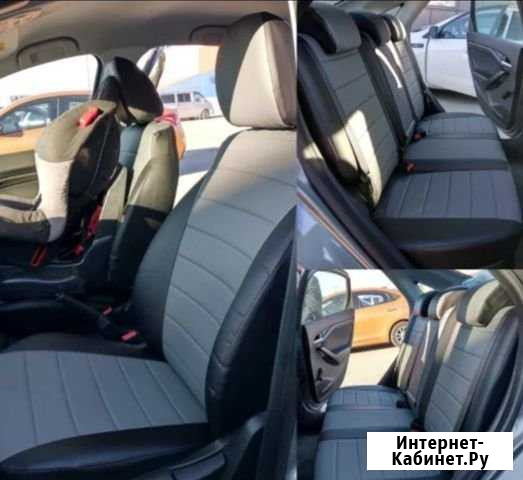 Авточелы экокожа Лада Веста черный+серый Волгоград - изображение 1