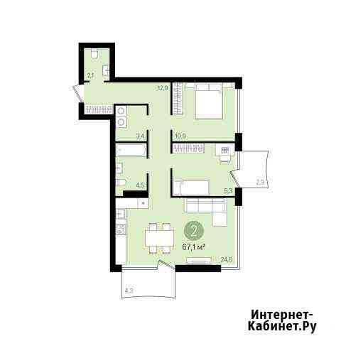2-к квартира, 66.9 кв.м., 6/8 эт. Новосибирск