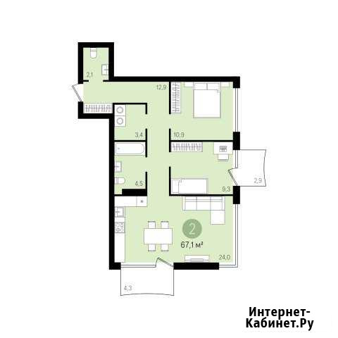 2-к квартира, 66.9 кв.м., 6/8 эт. Новосибирск - изображение 1