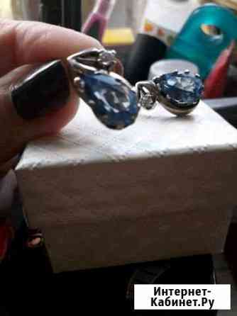 Серьги серебро с аквамарином Волгоград