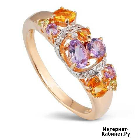 Кольцо из красного золота с аметистами, хризолитам Симферополь - изображение 1