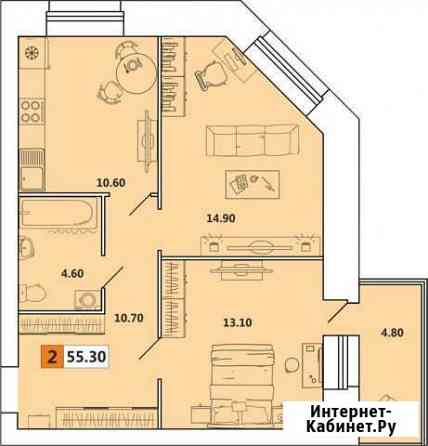 2-к квартира, 55 кв.м., 2/10 эт. Архангельск