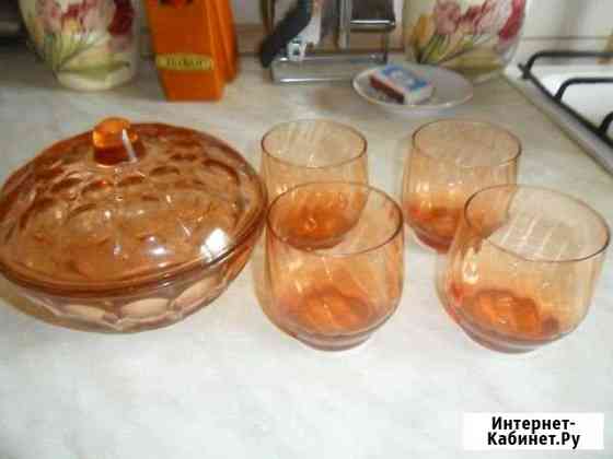 Сахарница и стаканы коричневое стекло Нижний Новгород