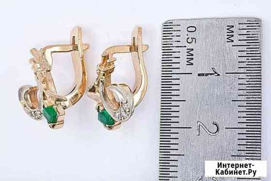 Серьги 585 пробы 4,76 гр. с бриллиантовой крошкой Брянск