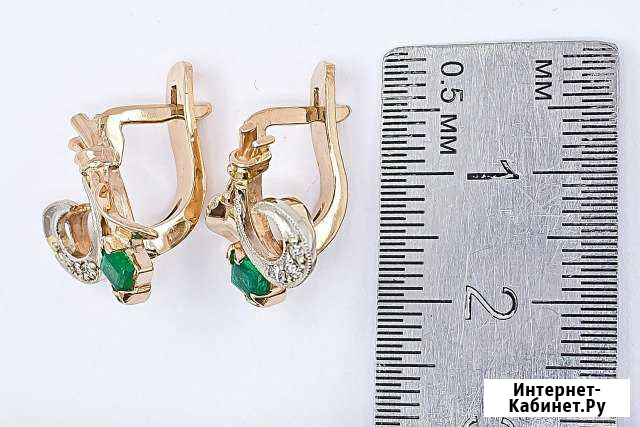 Серьги 585 пробы 4,76 гр. с бриллиантовой крошкой Брянск - изображение 1