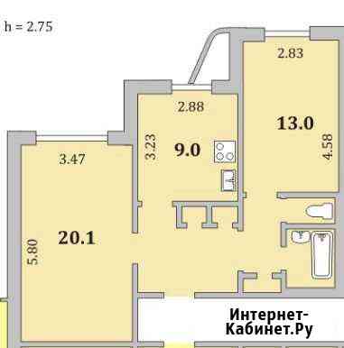 2-к квартира, 58 кв.м., 9/10 эт. Мурманск