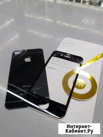 Защитные стёкла перед/зад черные iPhone 4s Мурманск - изображение 1
