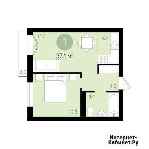 1-к квартира, 37.1 кв.м., 8/9 эт. Новосибирск