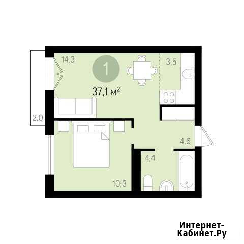 1-к квартира, 37.1 кв.м., 8/9 эт. Новосибирск - изображение 1