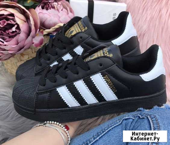 Кроссовки черные Adidas Superstar размеры 35-40 Москва - изображение 1