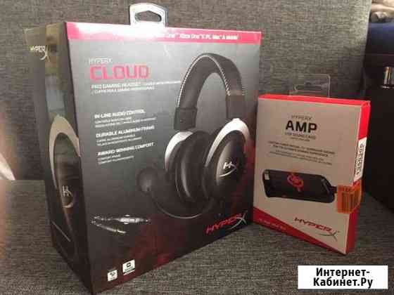 Игровые наушники HyperX Cloud Silver + звуковая ка Славгород