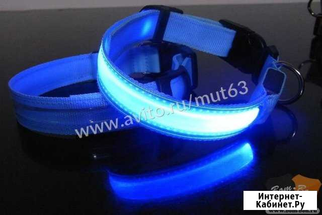 Светящийся ошейник 33 см, голубой Самара - изображение 1