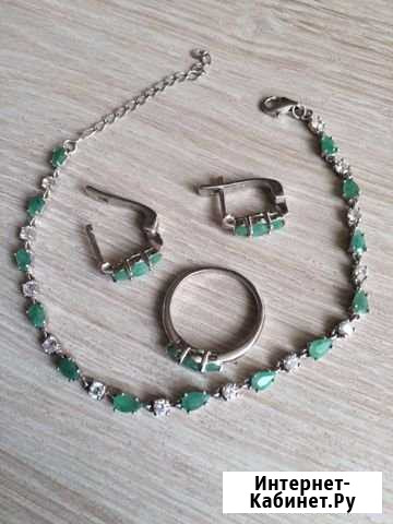 Комплект с изумрудами серебряный Киров - изображение 1