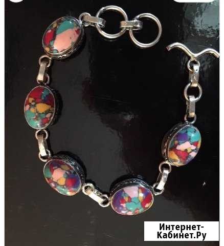 Серебряные браслет с природными камнями (Индия) Омск - изображение 1