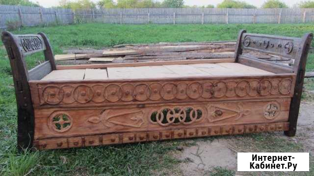 Кровать + столик + сундук. Ручная работа. 1800-х г Котлас - изображение 1