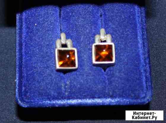 Серьги серебряные 925 проба. Россия. Янтарь Волгоград