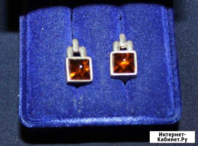 Серьги серебряные 925 проба. Россия. Янтарь Волгоград - изображение 1