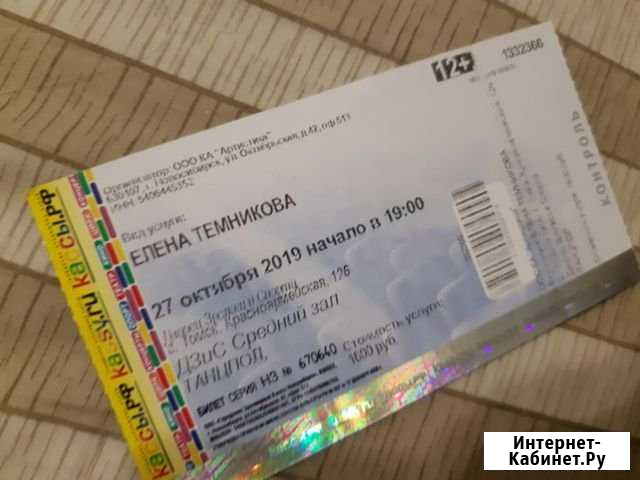 Билет на концерт Елена Темникова 27октября в 19:00 Томск - изображение 1