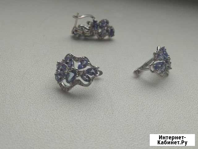 Серьги 925 натуральный аметист Стерлитамак - изображение 1