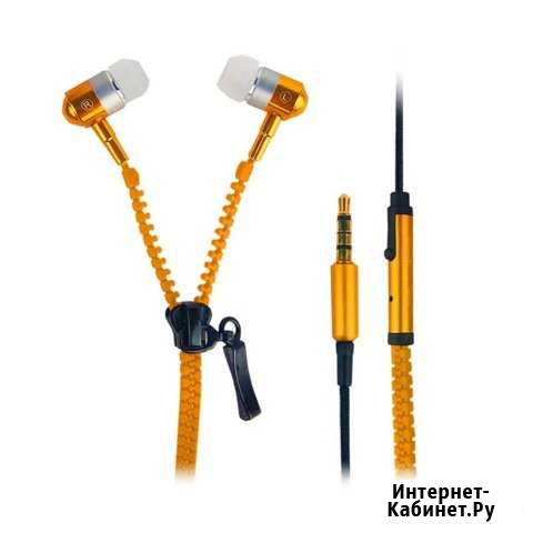 Наушники молния zipper earphones,оранжевые Омск - изображение 1