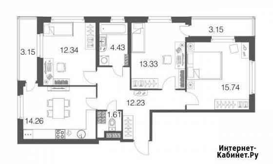 3-к квартира, 73.9 кв.м., 4/4 эт. Токсово