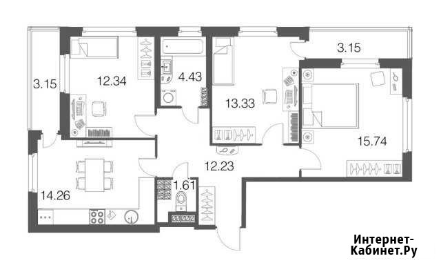 3-к квартира, 73.9 кв.м., 4/4 эт. Токсово - изображение 1