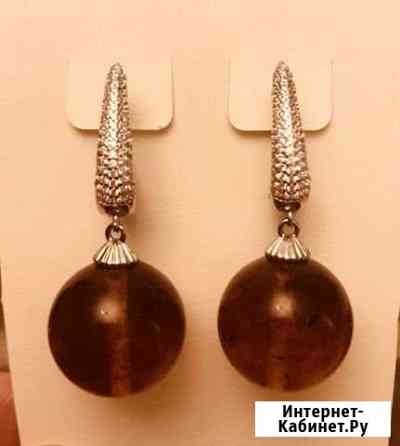 Серьги серебрянные с натуральным янтарем Москва